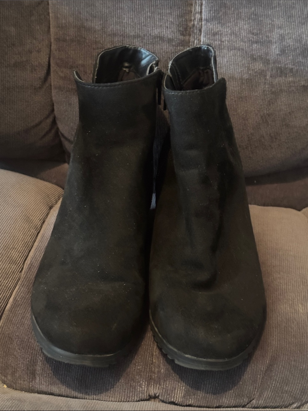 Style & Co. Black Suede Ankle Booties with Side Zip
